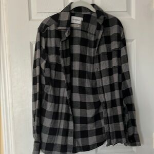Black and Gray Plaid flannel Shirt